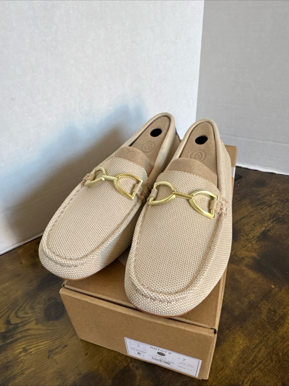 ROTHYS Rothy’s Women’s The Double Bit Driver Loafer Sesame Bone Size 7 NEW